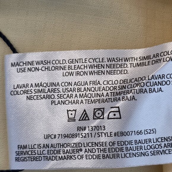 Eddie Bauer Shirt Mens Medium Performance Fishing Outdoor Vented Butter Yellow - Picture 16 of 16